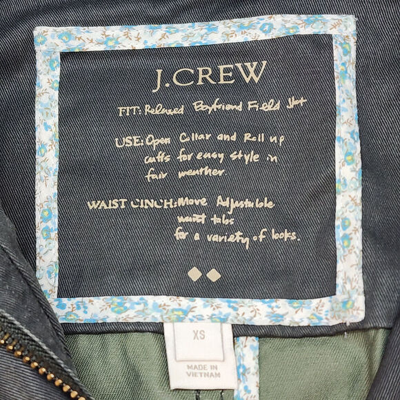 J Crew Women's Relaxed Boyfriend Field Jacket Size XS Gray Black Cinch Waist - Picture 6 of 7